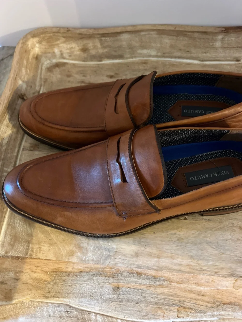 Vince Camuto Brown Leather Penny Loafers